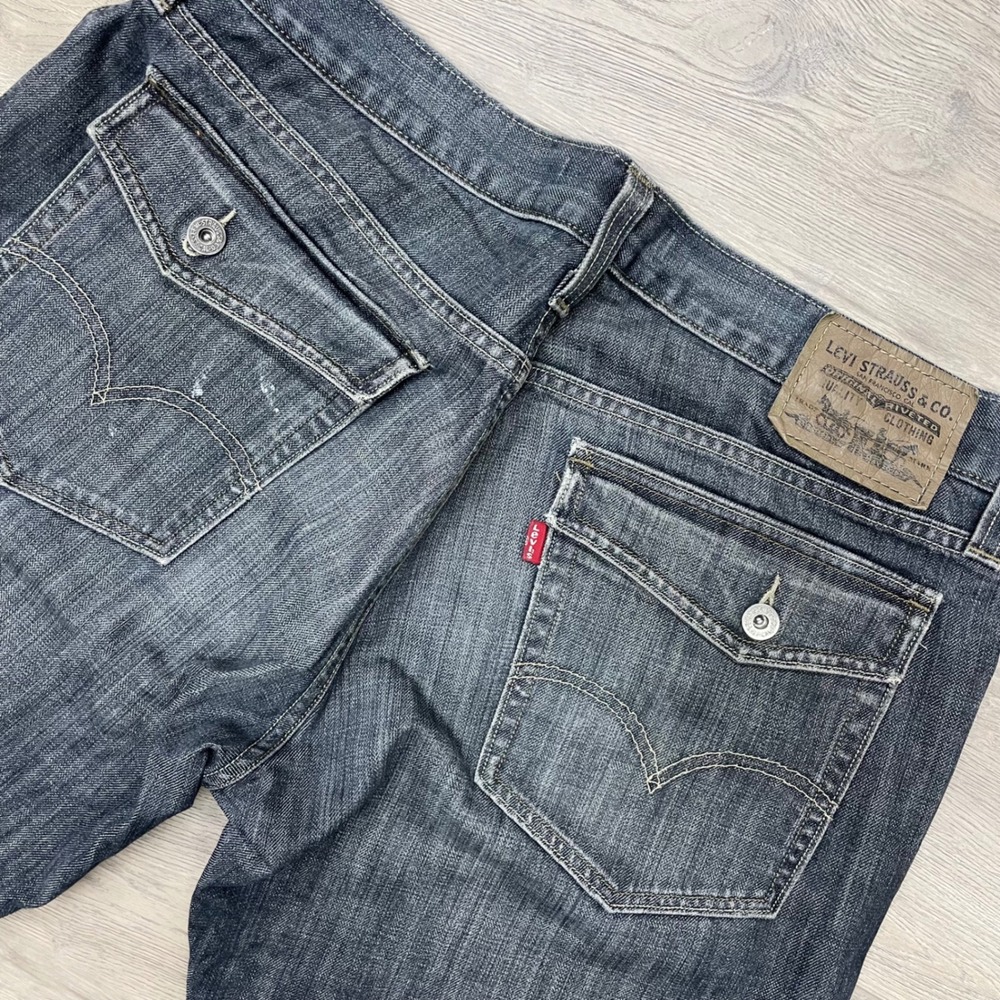 Levi's 527 Boot Cut Jeans Mens 36x30 Blue Flap Pocket Distressed Denim